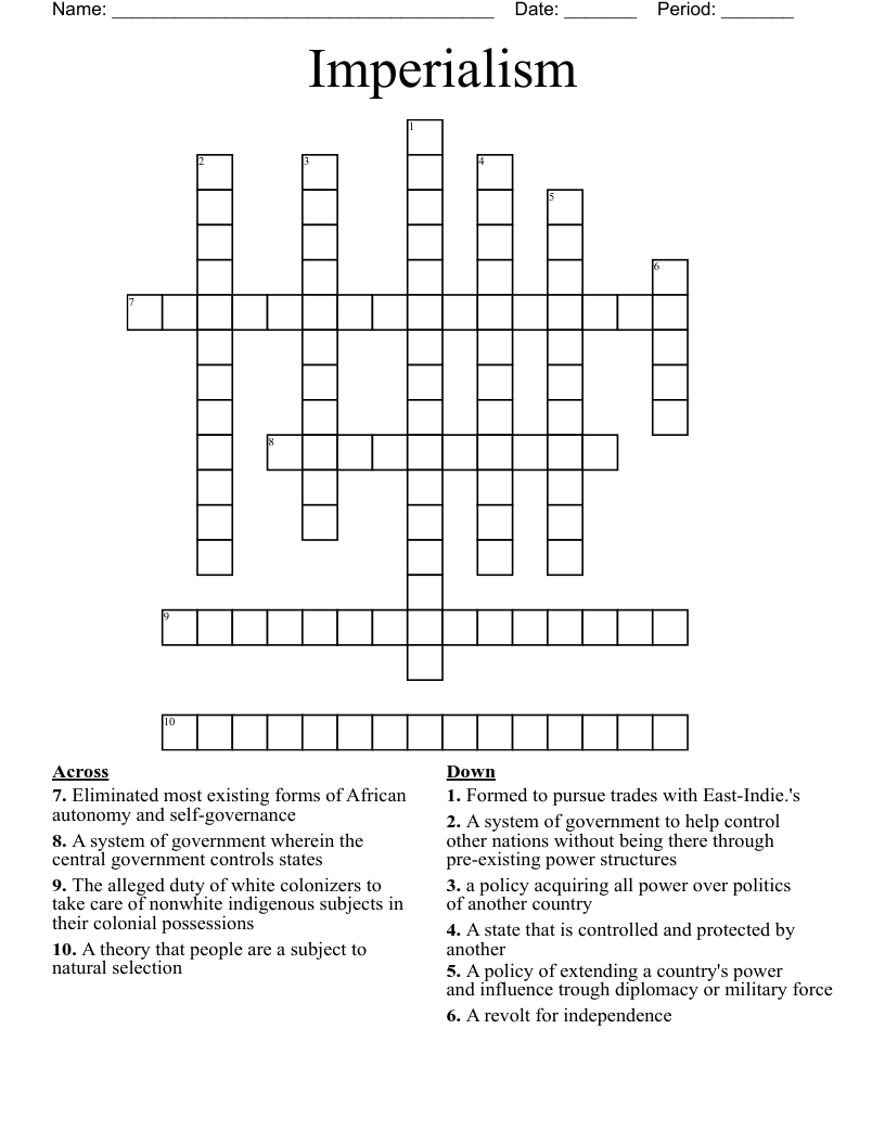 Imperialism Crossword