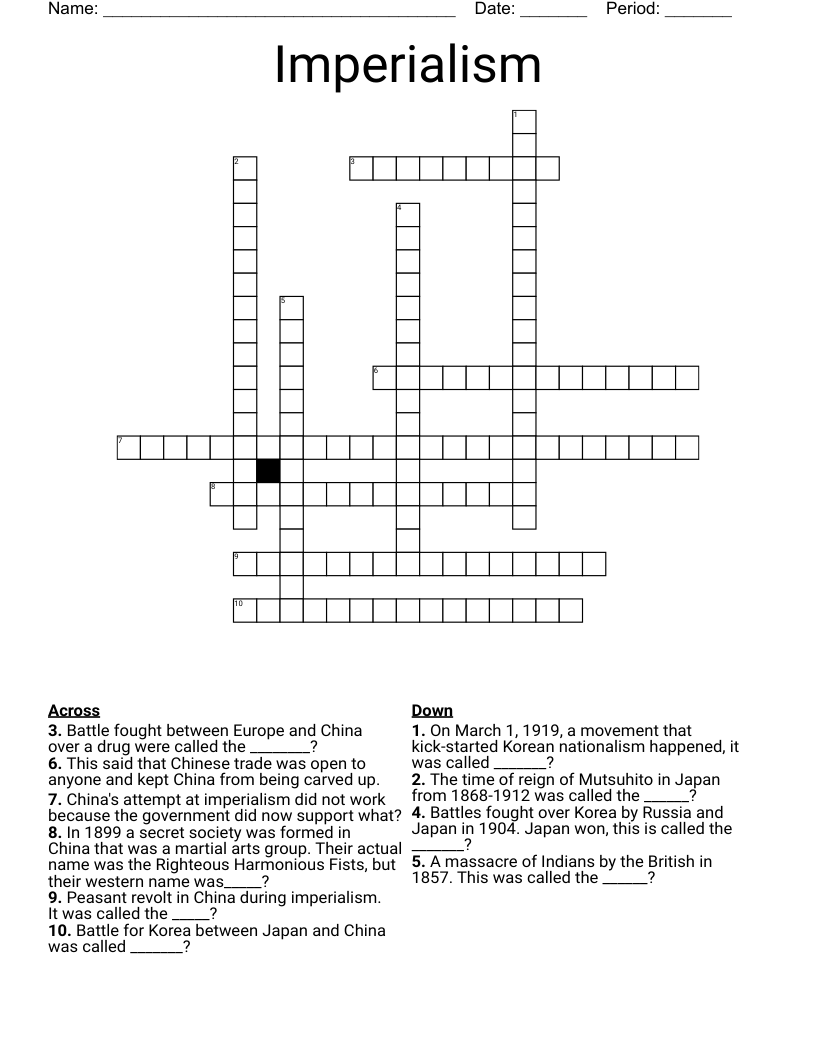 Imperialism Crossword