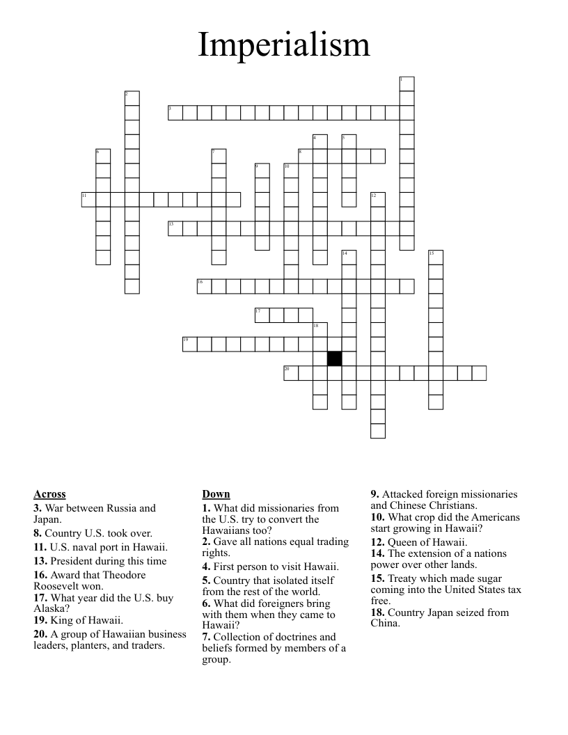 Imperialism Crossword