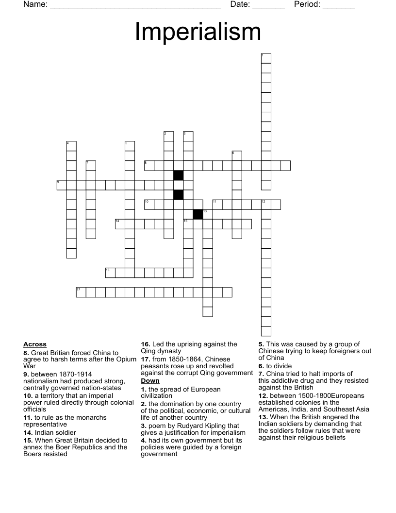 Imperialism Crossword