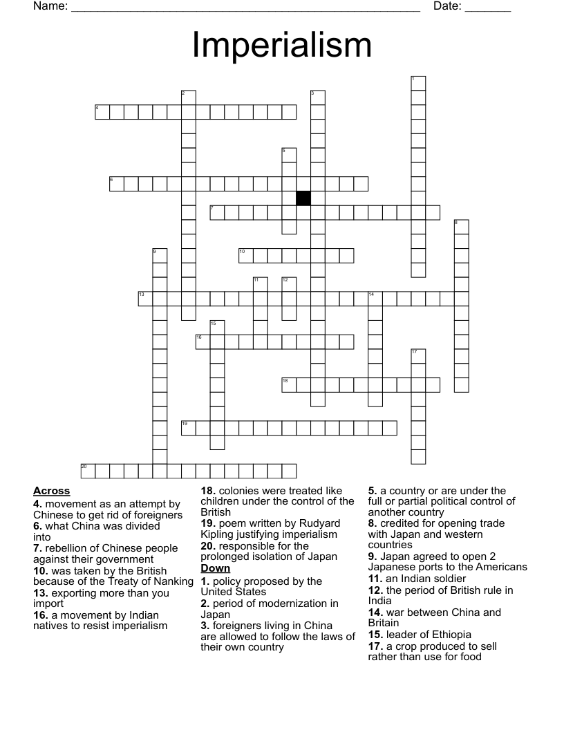 Imperialism Crossword