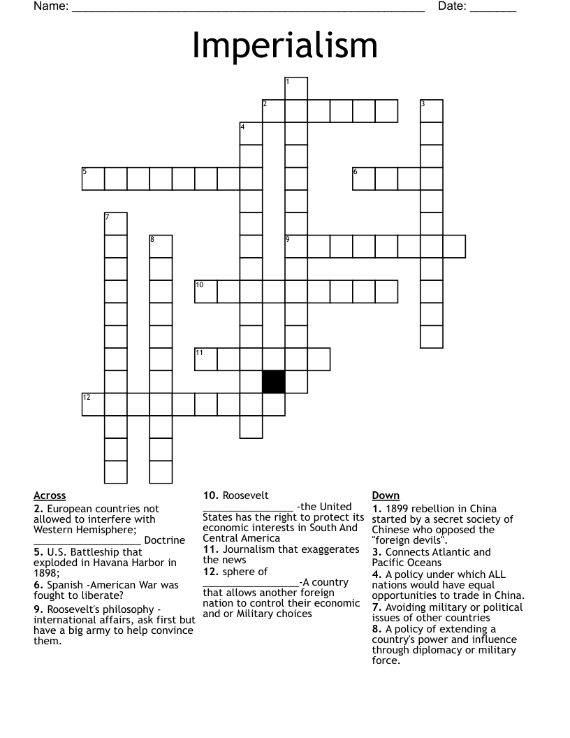 Imperialism Crossword