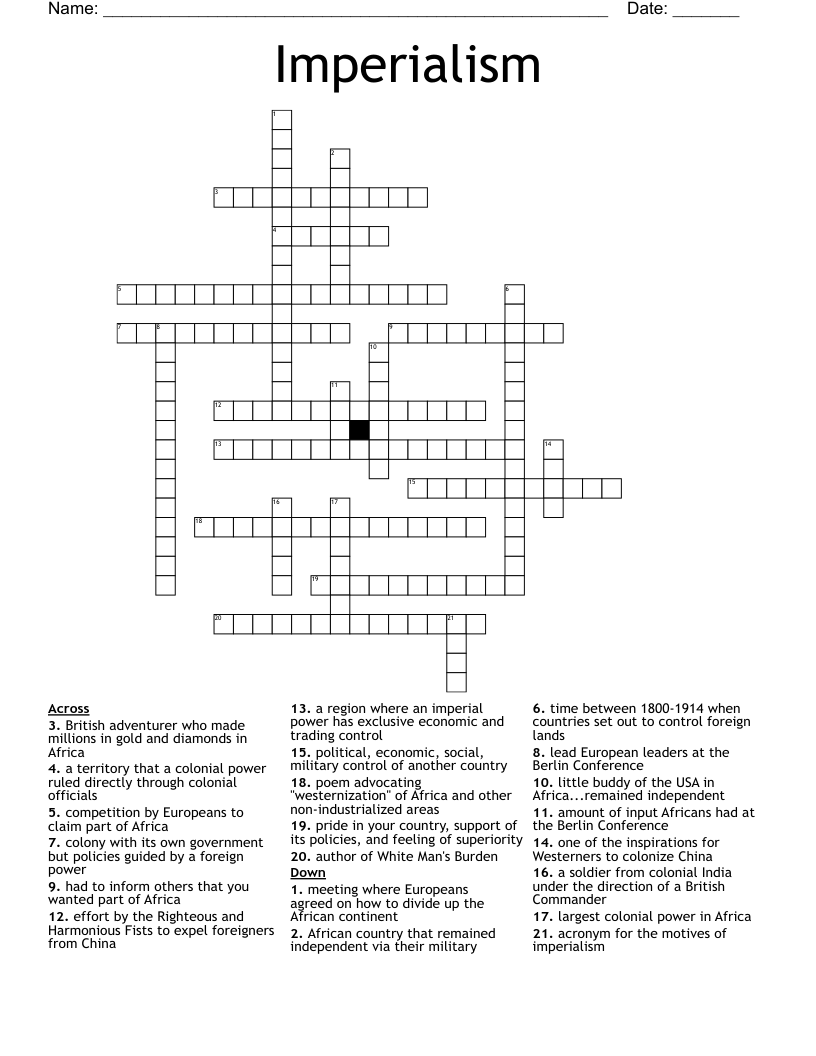 Imperialism Crossword