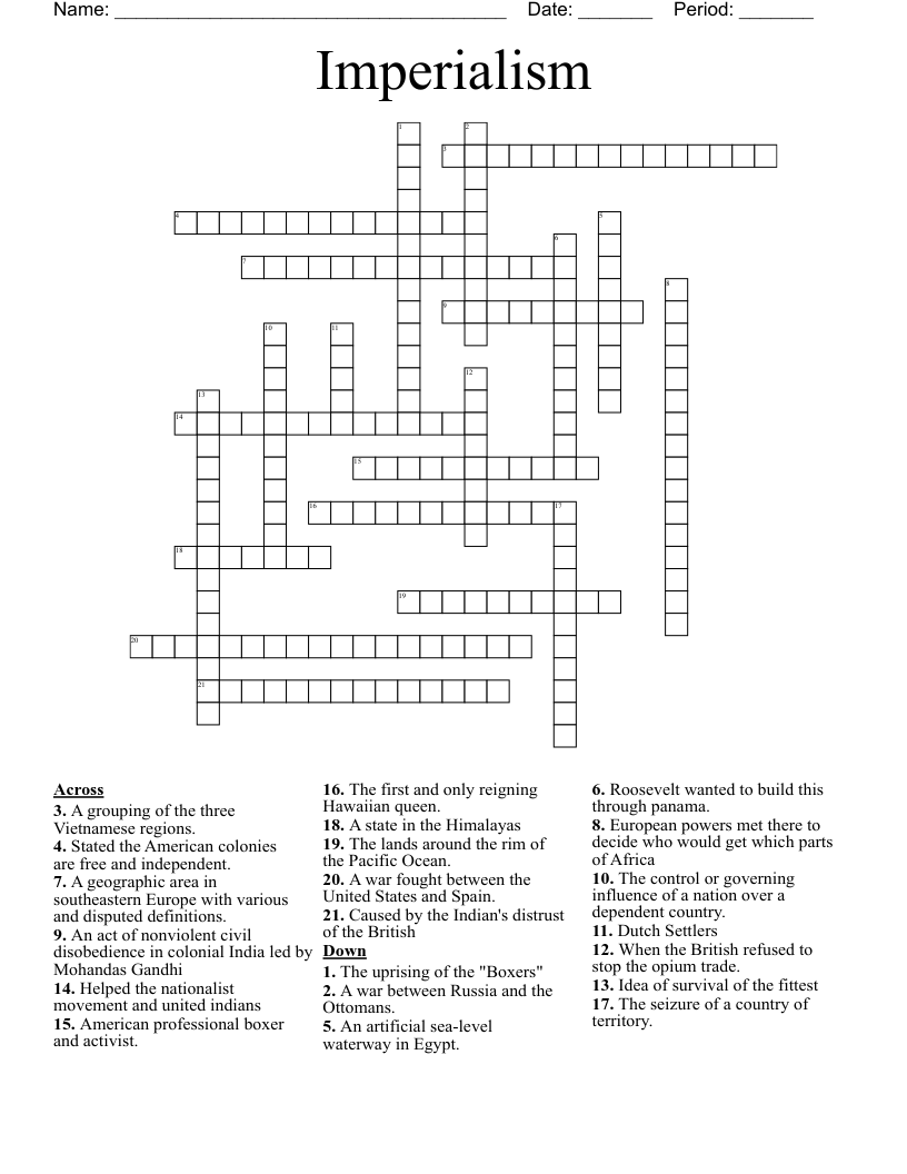 Imperialism Crossword