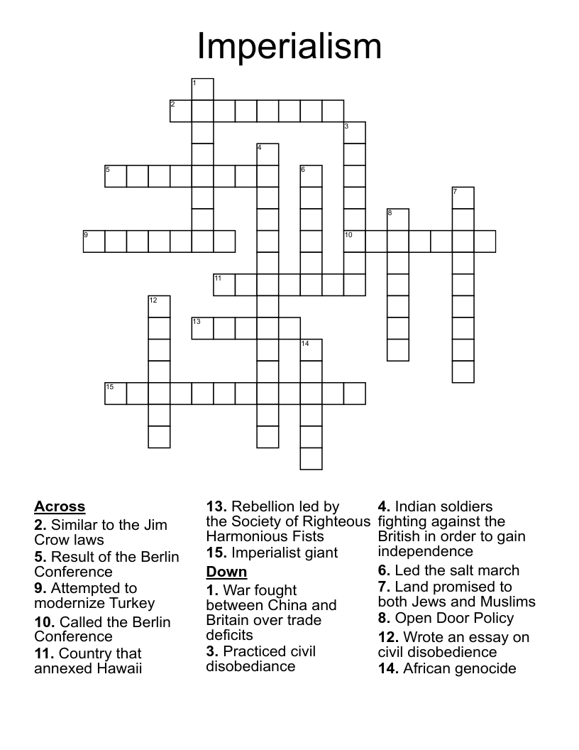 Imperialism Crossword