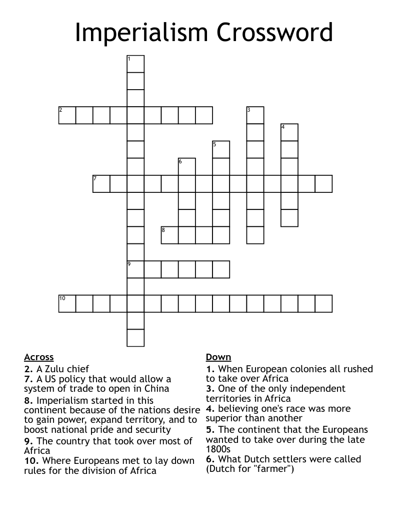 Imperialism Crossword