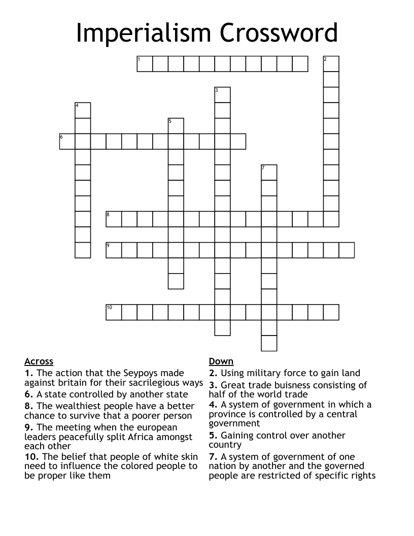 Imperialism Crossword
