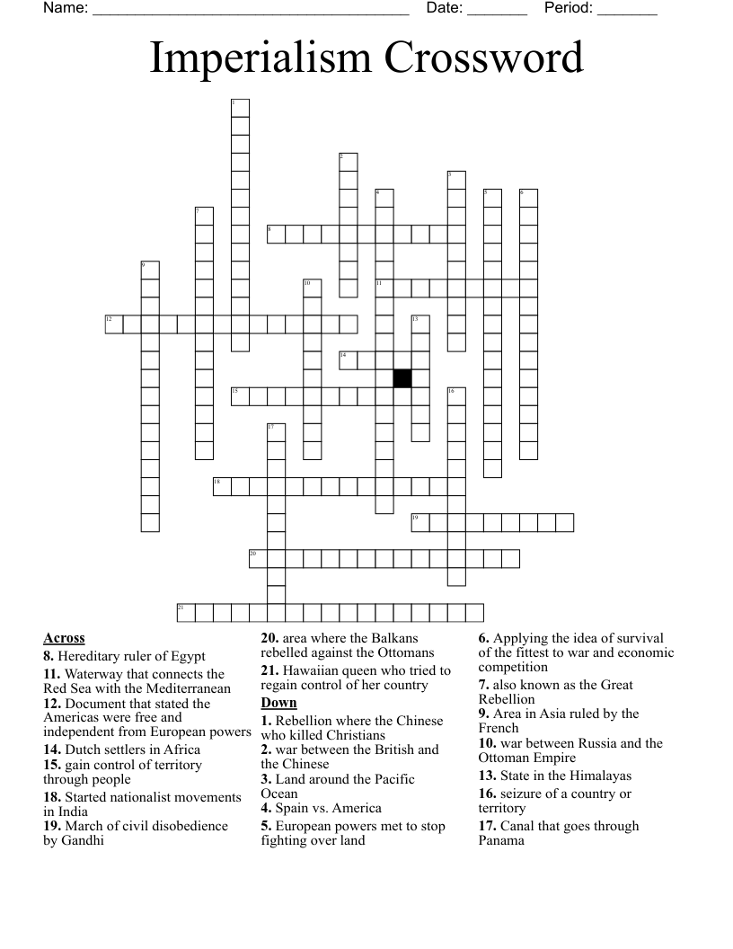 Imperialism Crossword