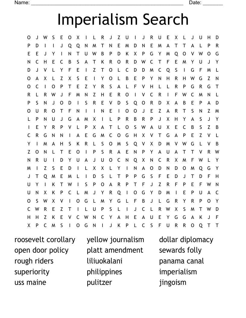 Imperialism Search Word Search