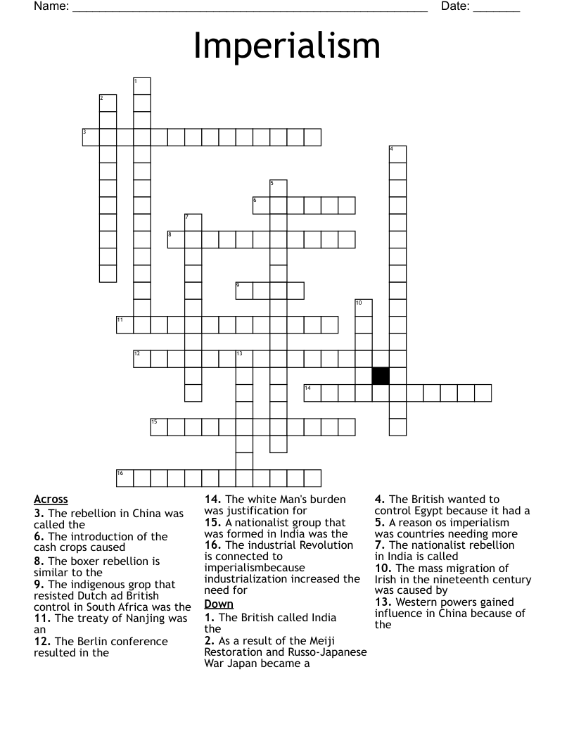 Imperialism  Crossword