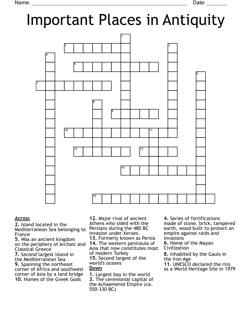 Important Places in Antiquity Crossword