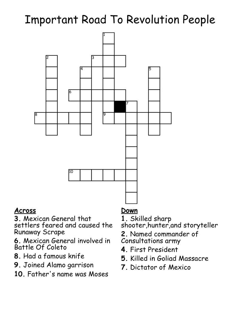 Important Road To Revolution People Crossword
