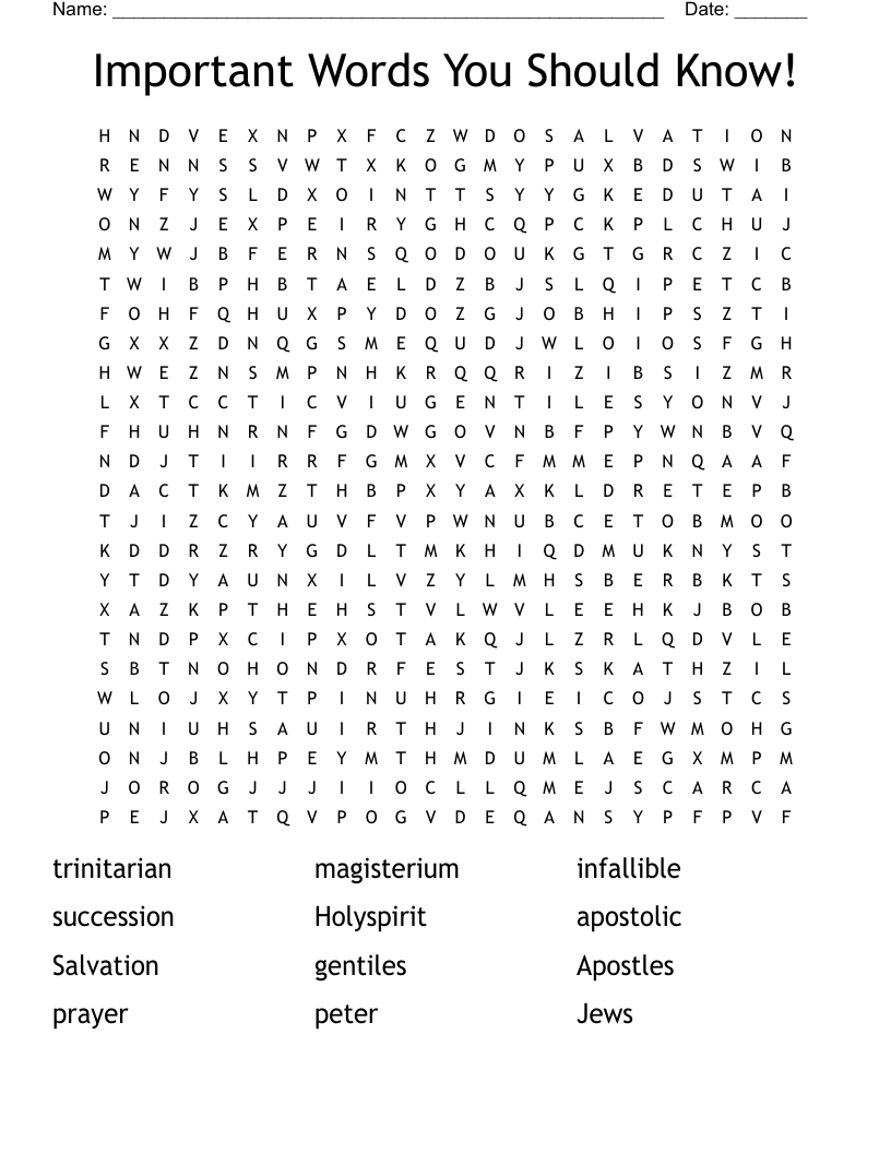 Important Words You Should Know! Word Search