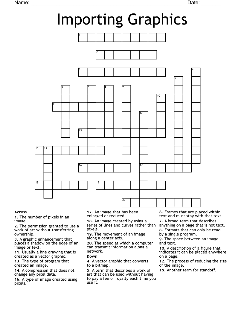 Importing Graphics  Crossword
