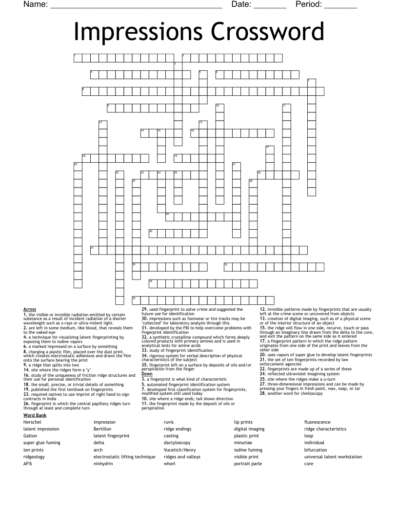 Impressions Crossword