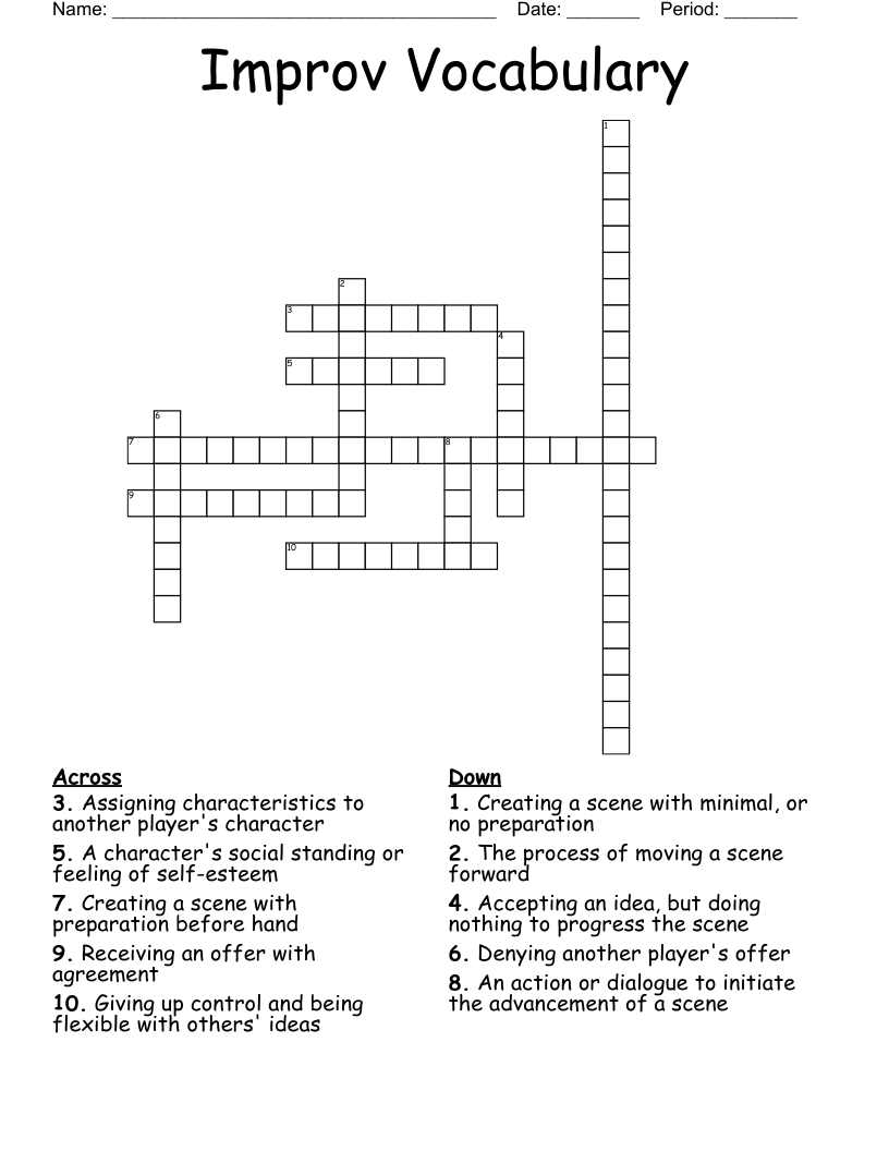 Improv Vocabulary Crossword