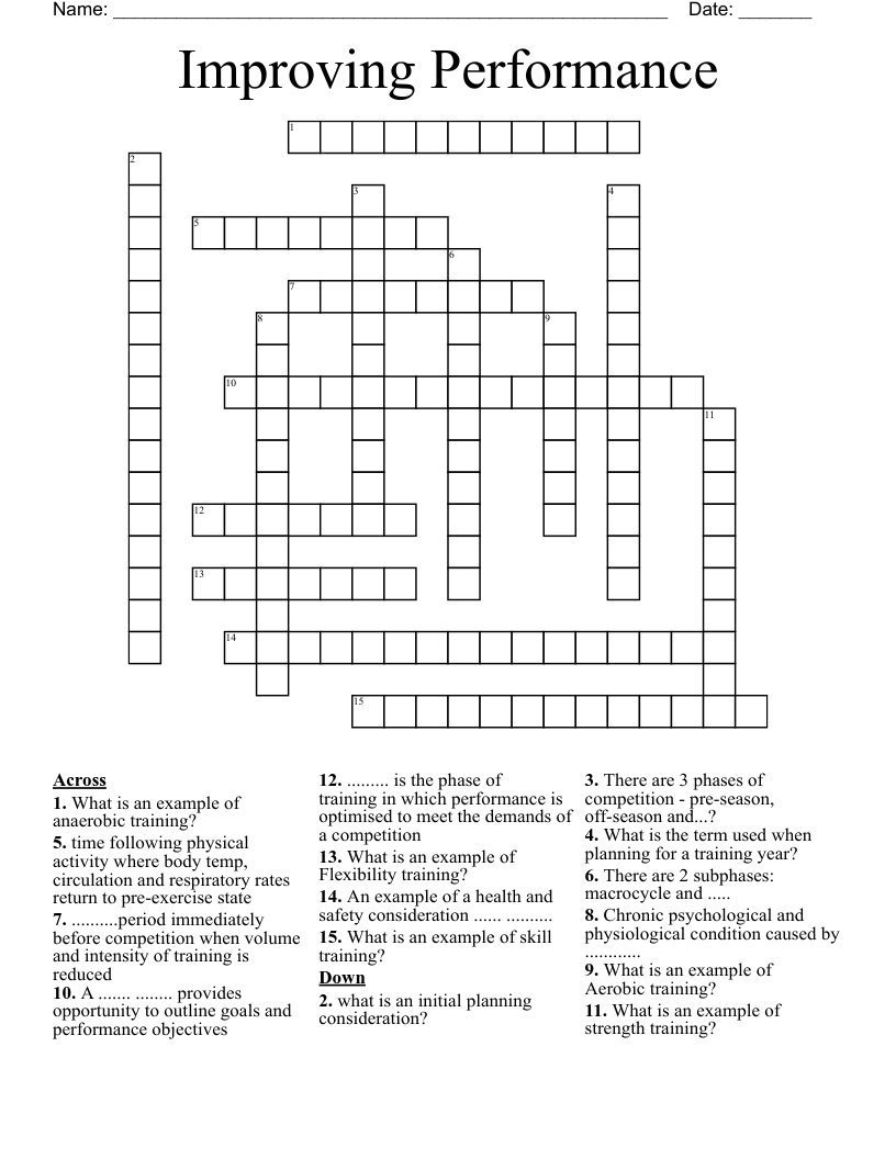 Improving Performance Crossword