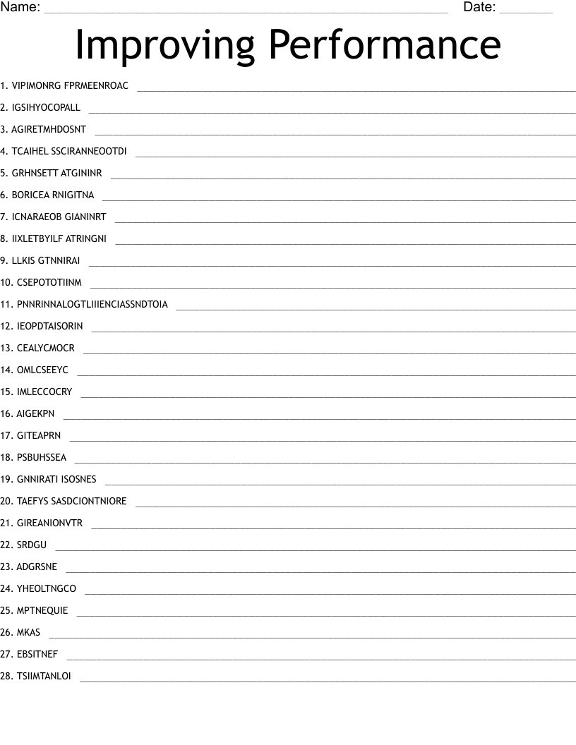 Improving Performance Word Scramble