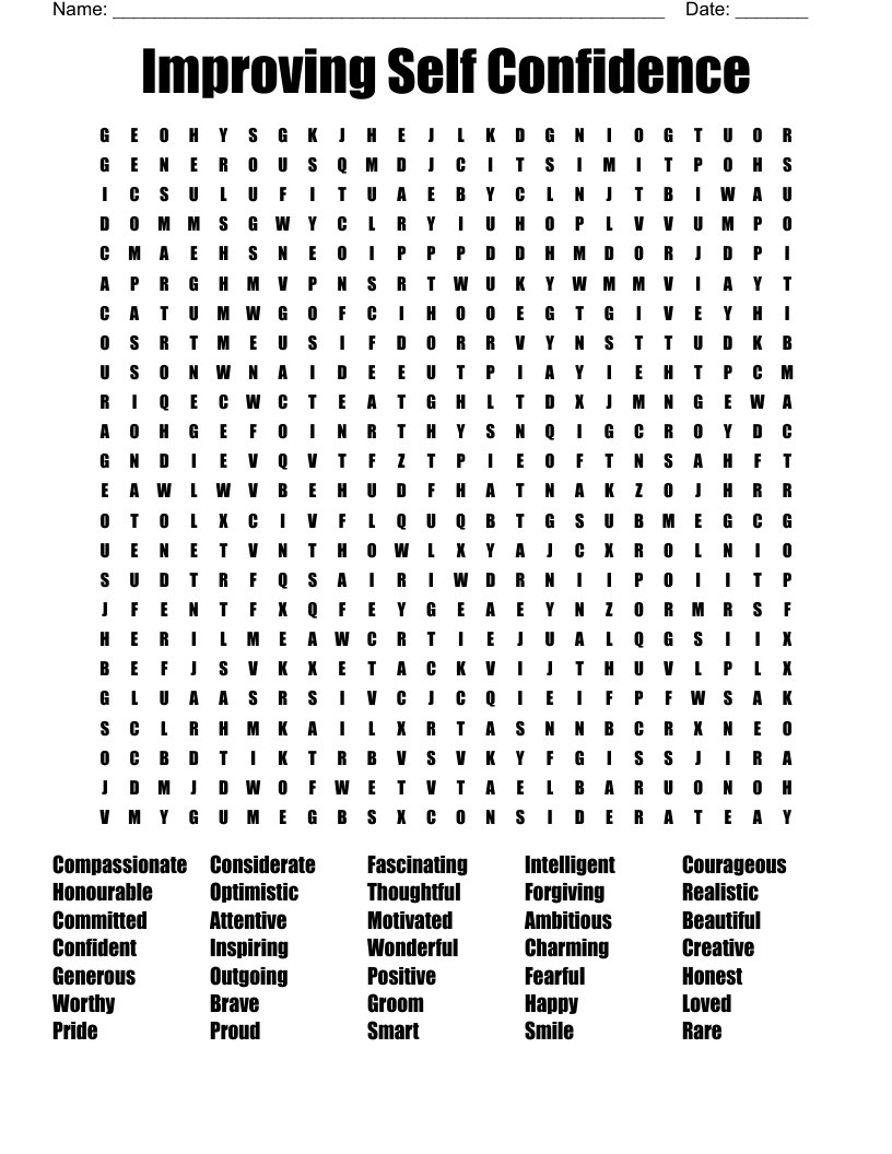Improving Self Confidence  Word Search