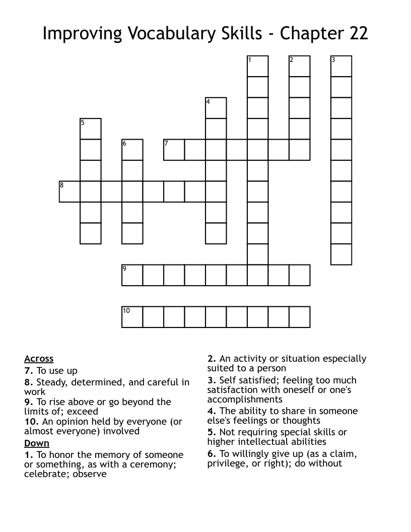 Improving Vocabulary Skills - Chapter 22 Crossword