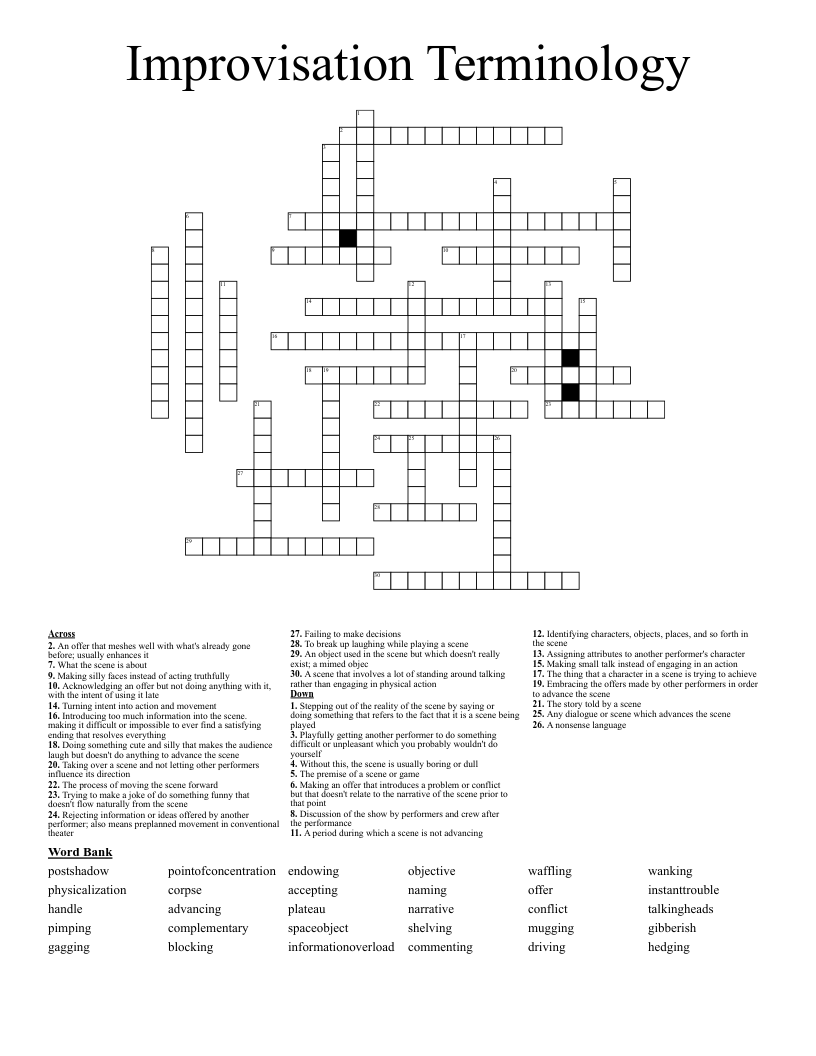 Improvisation Terminology Crossword