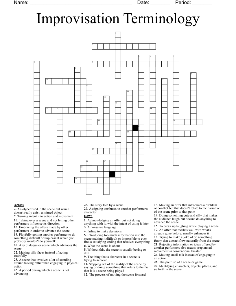 Improvisation Terminology Crossword