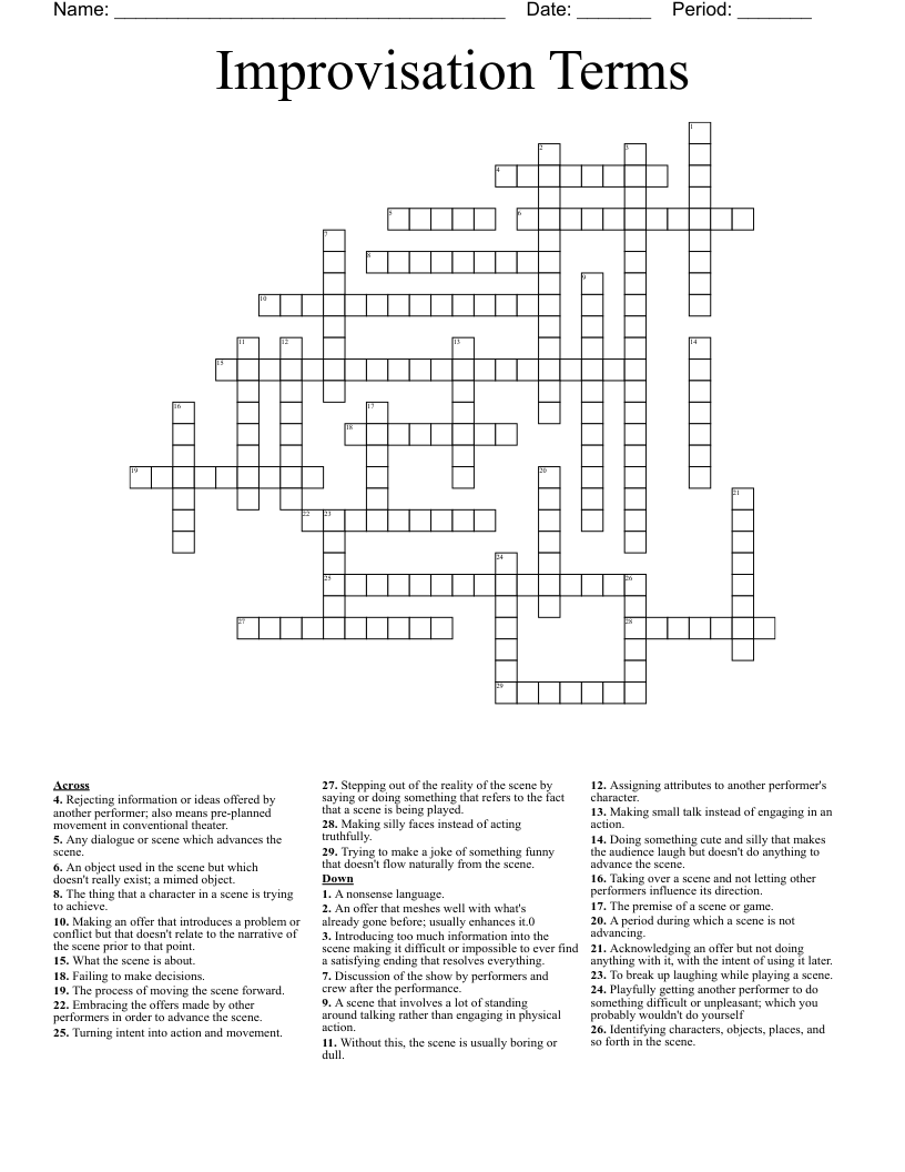 Improvisation Terms Crossword