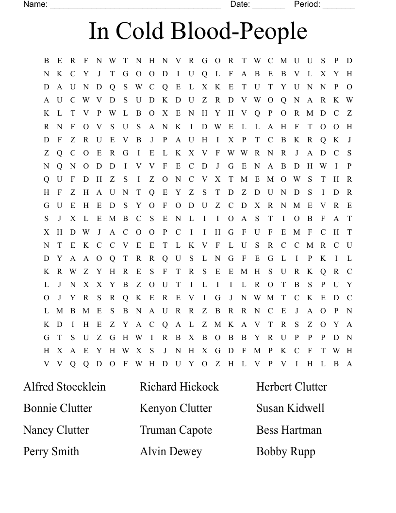 In Cold Blood-People Word Search