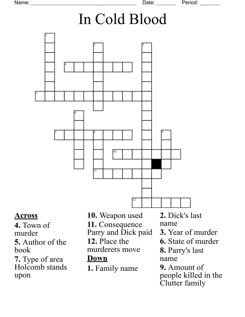 In Cold Blood Crossword