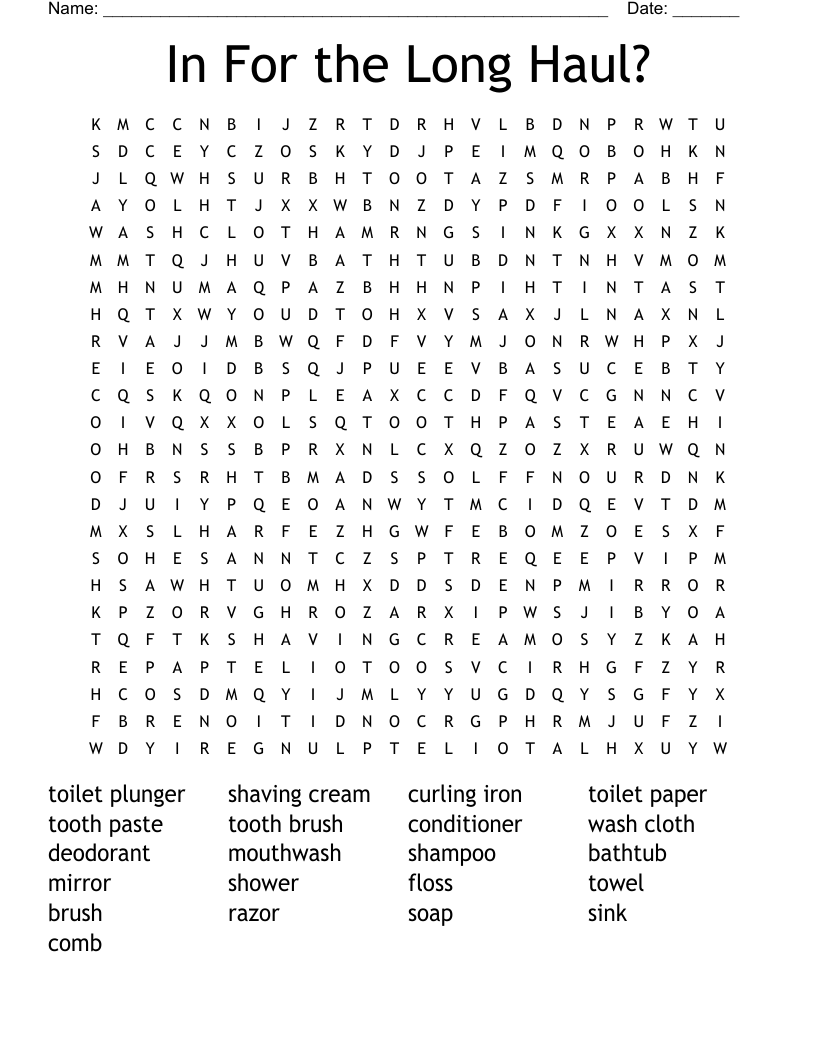 In For the Long Haul? Word Search