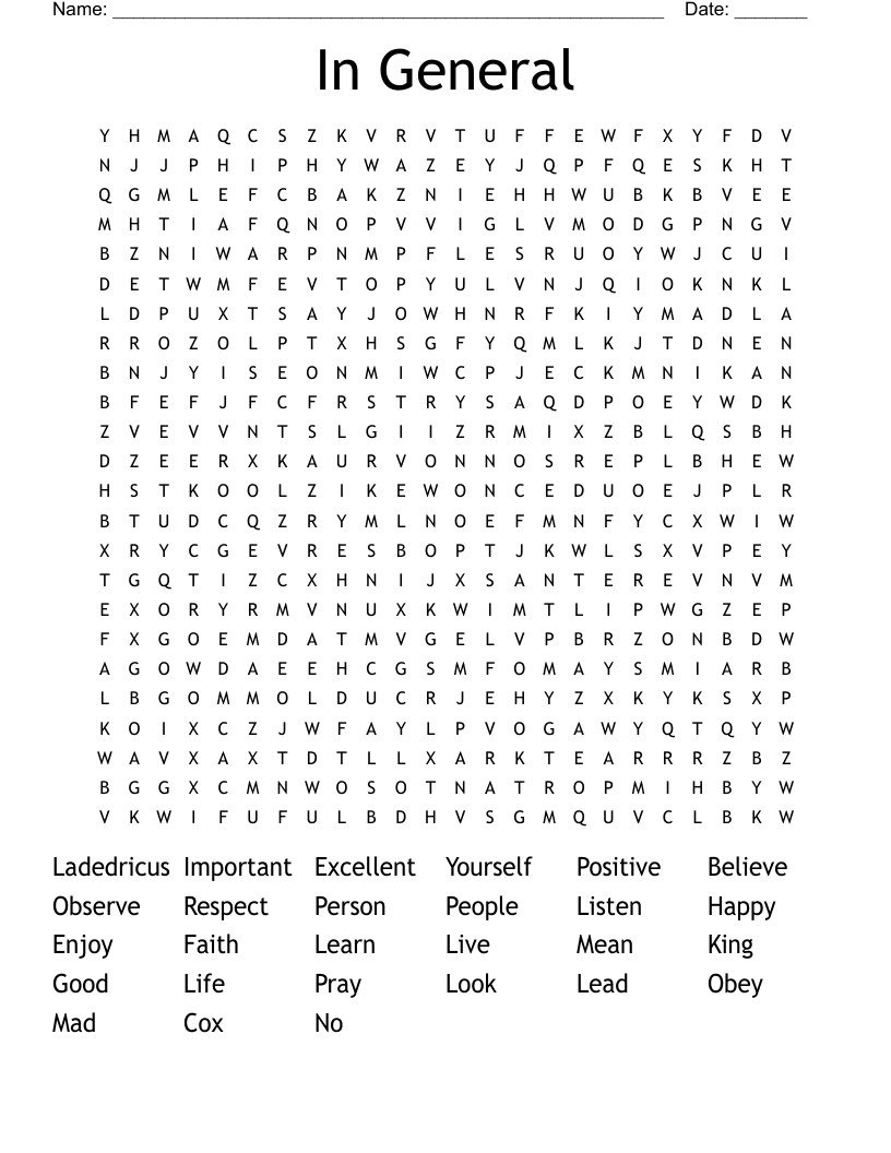In General Word Search