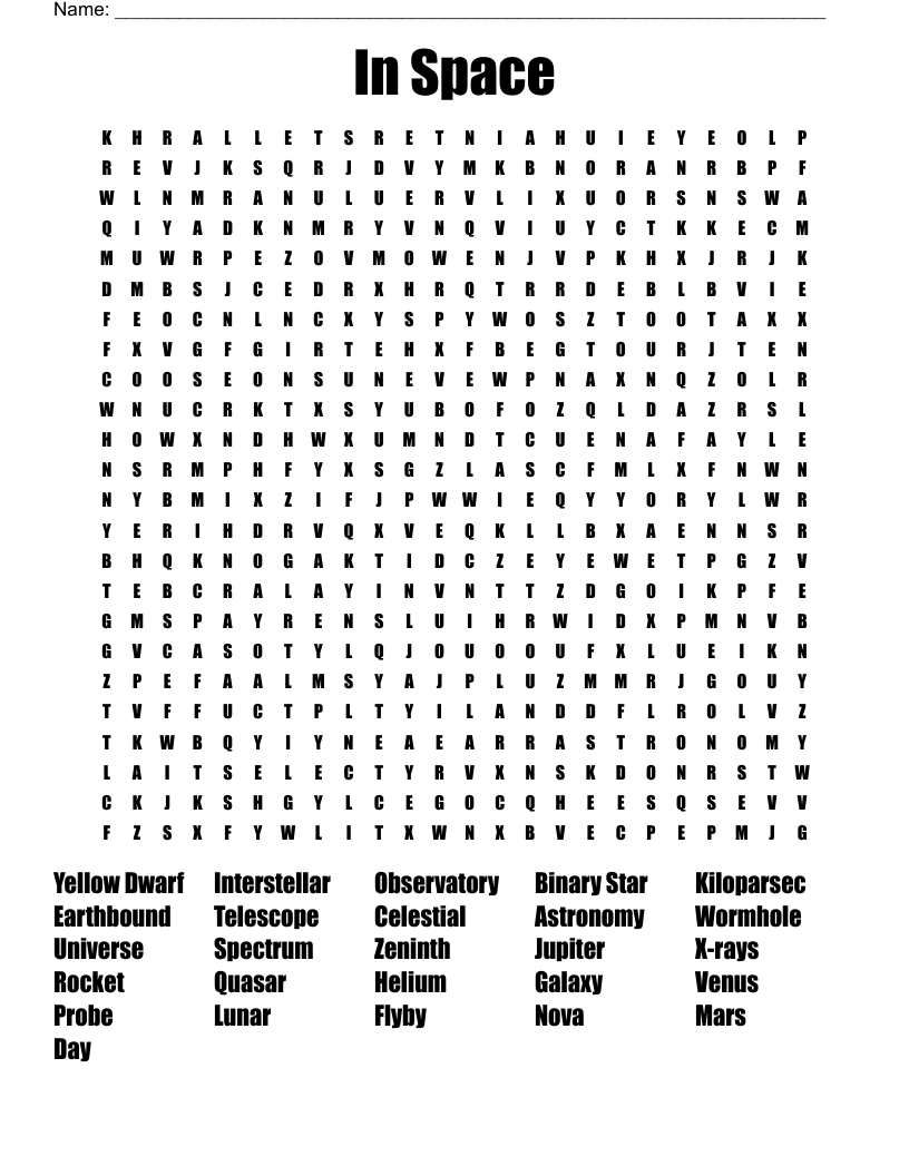 In Space Word Search