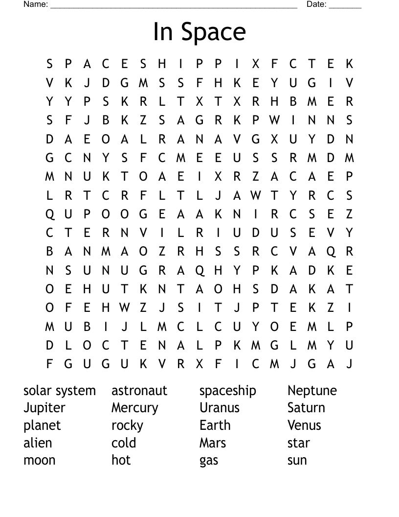 In Space Word Search