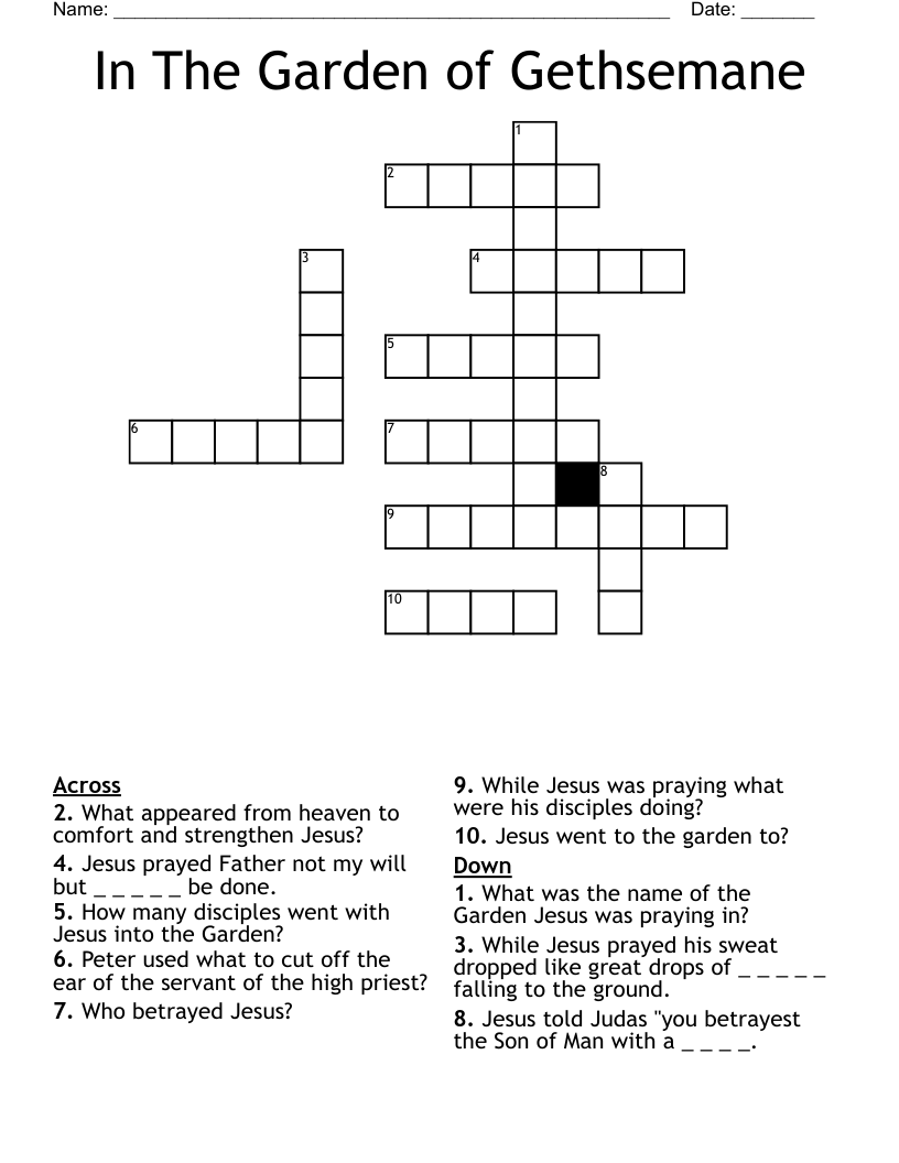 In The Garden of Gethsemane Crossword