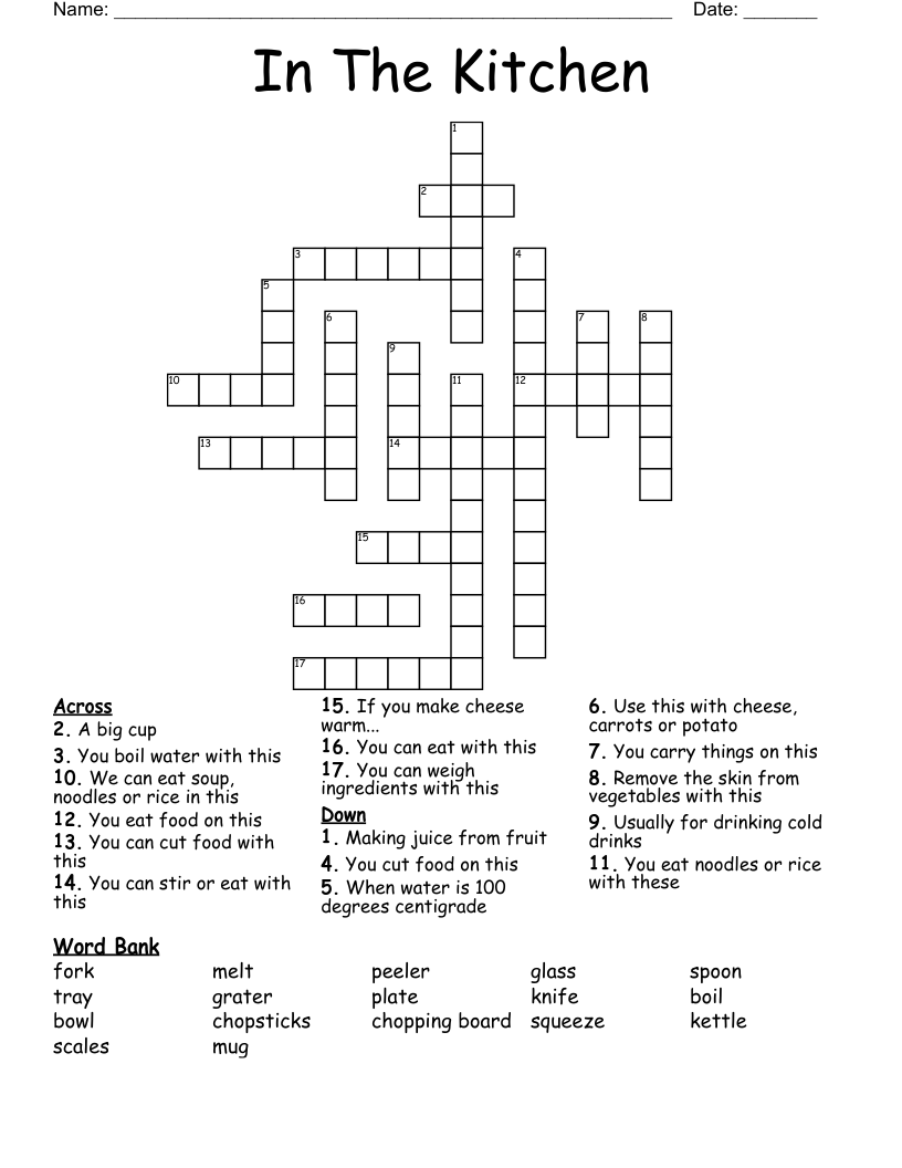 In The Kitchen Crossword