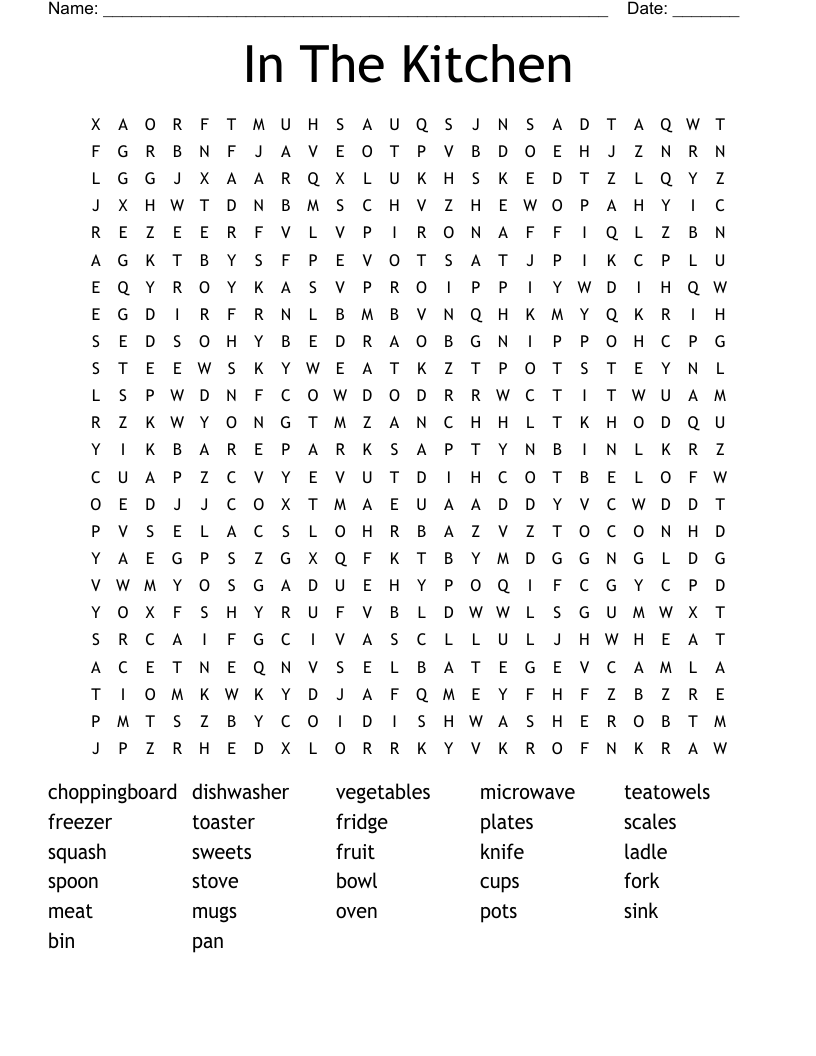 In The Kitchen Word Search