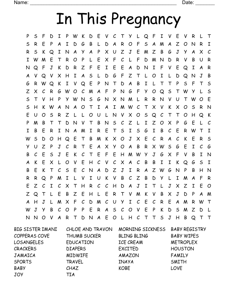 In This Pregnancy Word Search