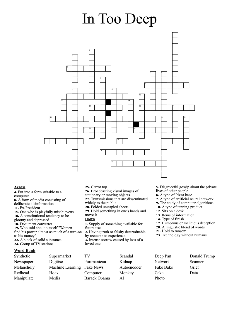 In Too Deep Crossword