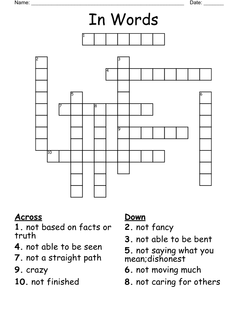 In Words Crossword