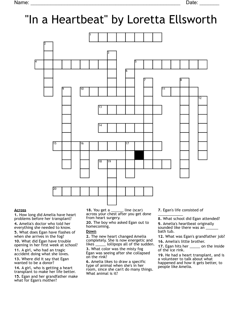 "In a Heartbeat" by Loretta Ellsworth Crossword