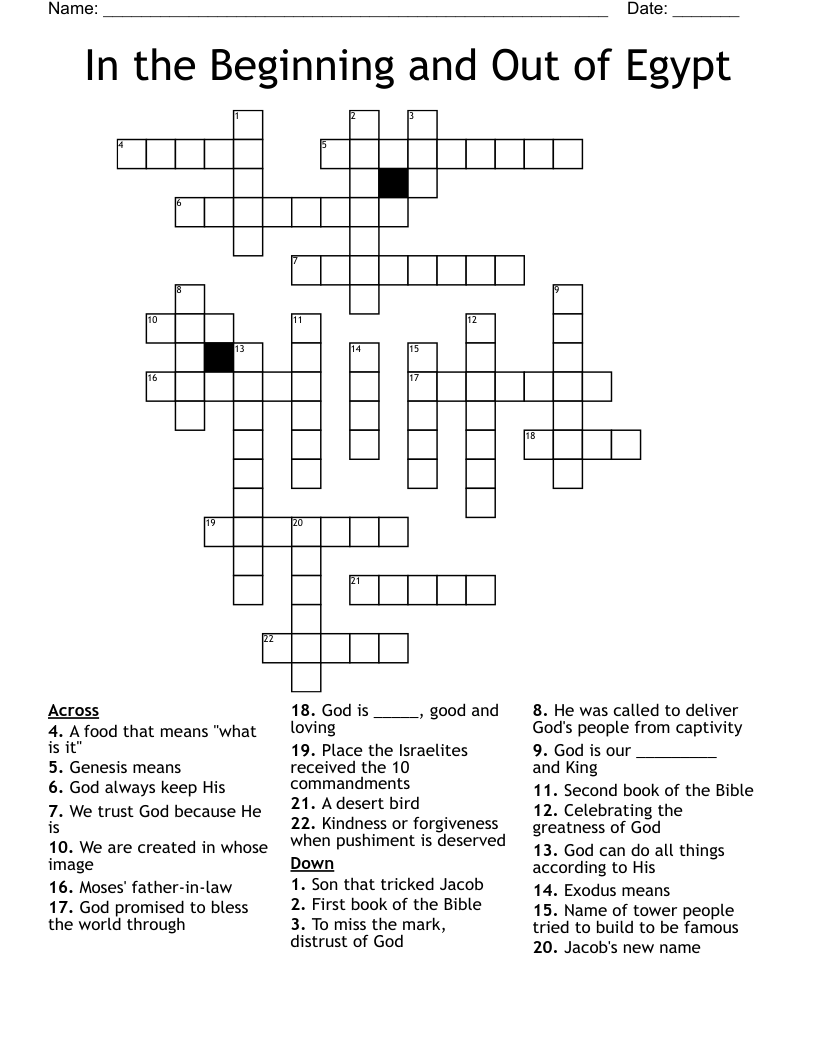 In the Beginning and Out of Egypt Crossword