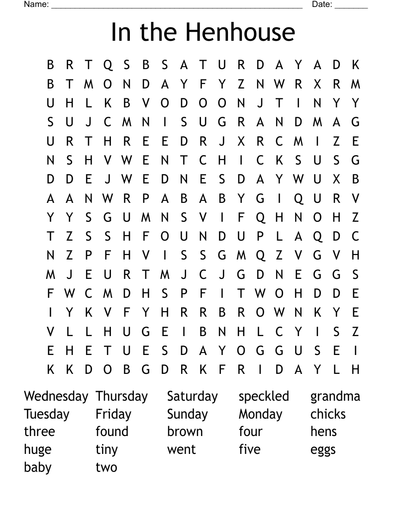 In the Henhouse Word Search