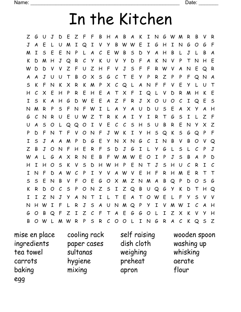 In the Kitchen Word Search