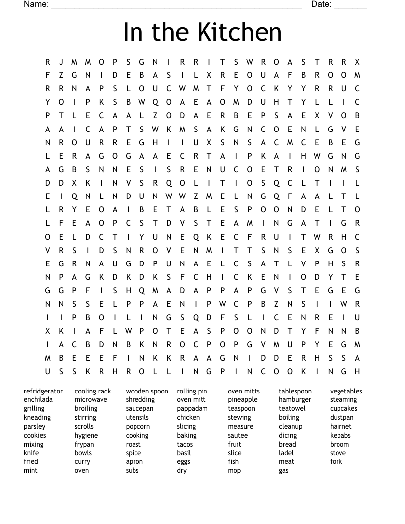 In the Kitchen Word Search