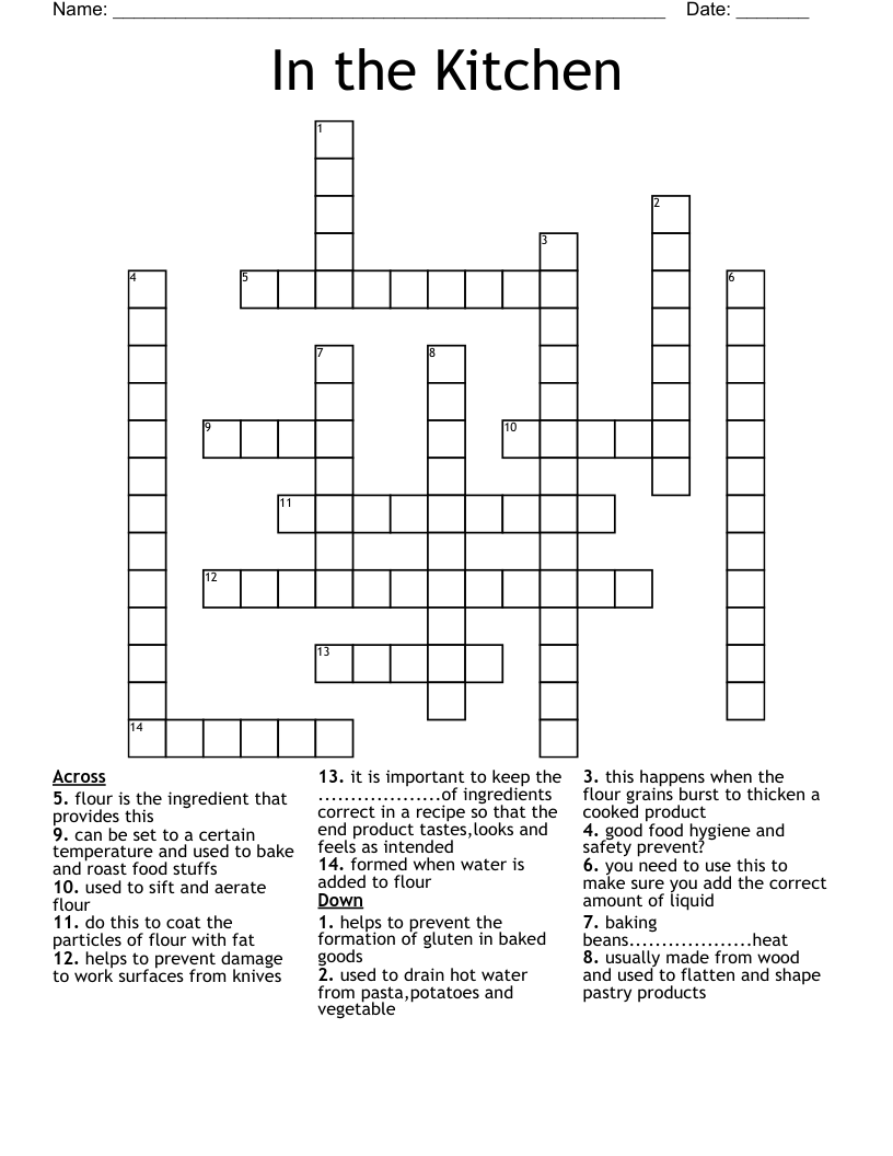 In the Kitchen Crossword