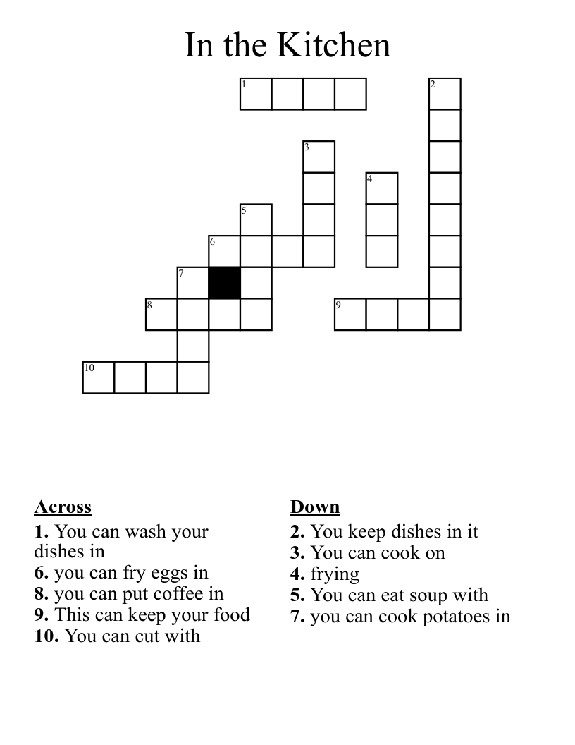 In the Kitchen Crossword