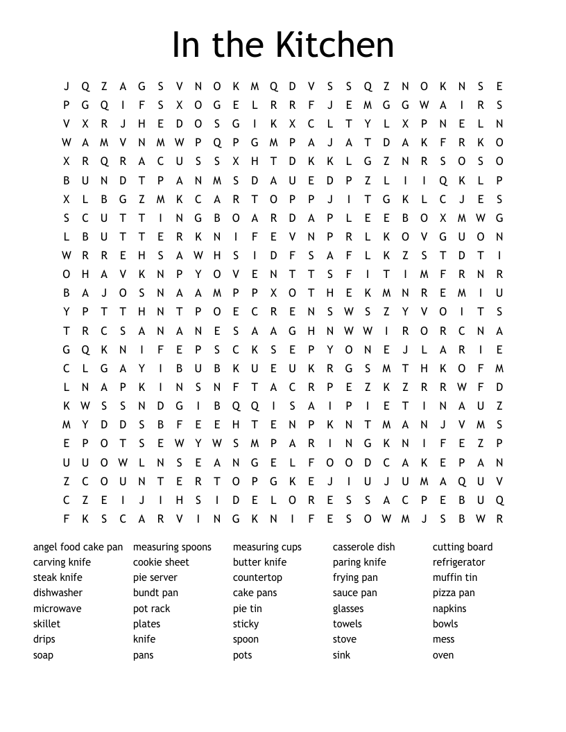 In the Kitchen Word Search