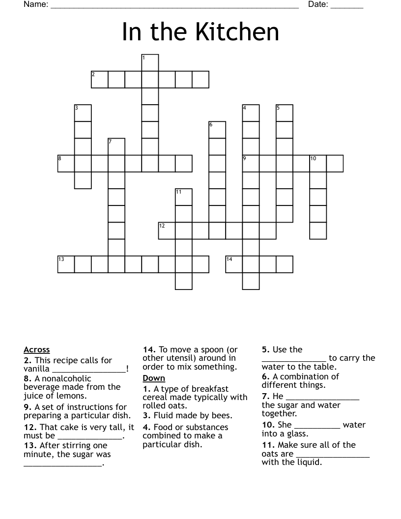 In the Kitchen Crossword