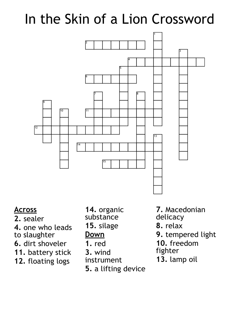 In the Skin of a Lion Crossword