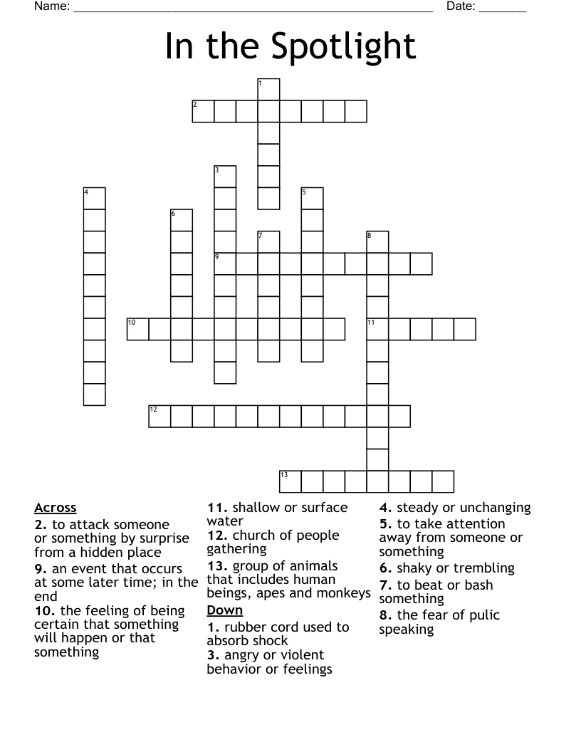 In the Spotlight Crossword